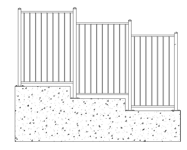 Fence on stepped wall type 1