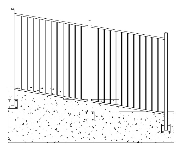 Fence on stepped wall type 2